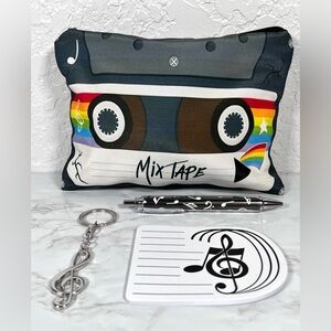 Retro Mix Tape Themed Canvas Pouch Bundle - Black & White, Rainbow, Brand New